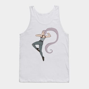 Jump Kick Battle Girl in Purple Tank Top